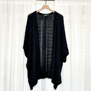 BCBGeneration Open Kimono Sweater Black + Blue One Size